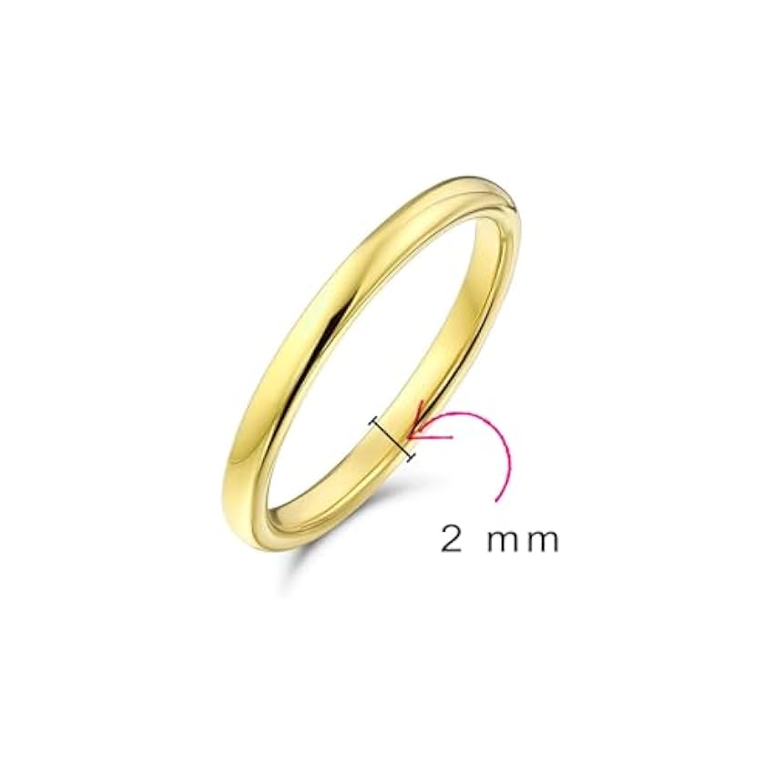 Bling Jewelry Bague de mariage fine empilable minimaliste simple dôme plaqué or rose argent titane 2 mm pour homme et femme QEgan3ak