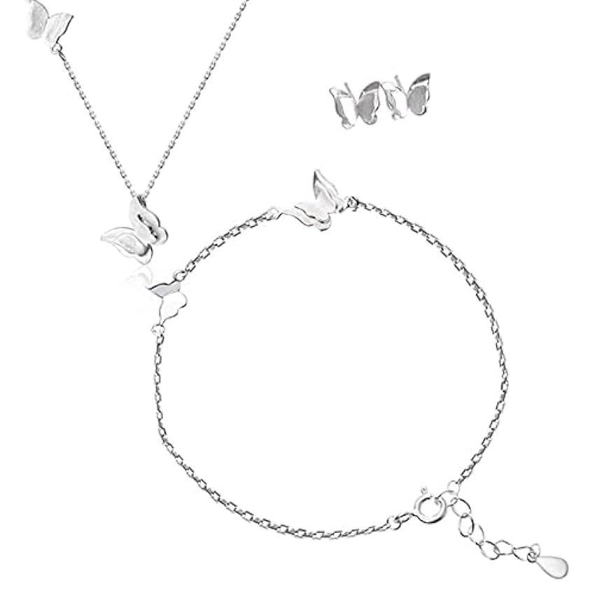 HCMA 925 Argent Doux Papillon Collier + Boucles d´oreilles + Bracelet pour Femmes Ensembles de Bijoux Fille Cadeau fête de Mariage Ensemble de Bijoux qFGn0h2O