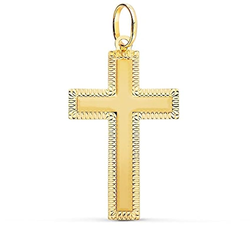 Croix pendentif Gold 18K Unisexe 35 mm. Détails lisses 