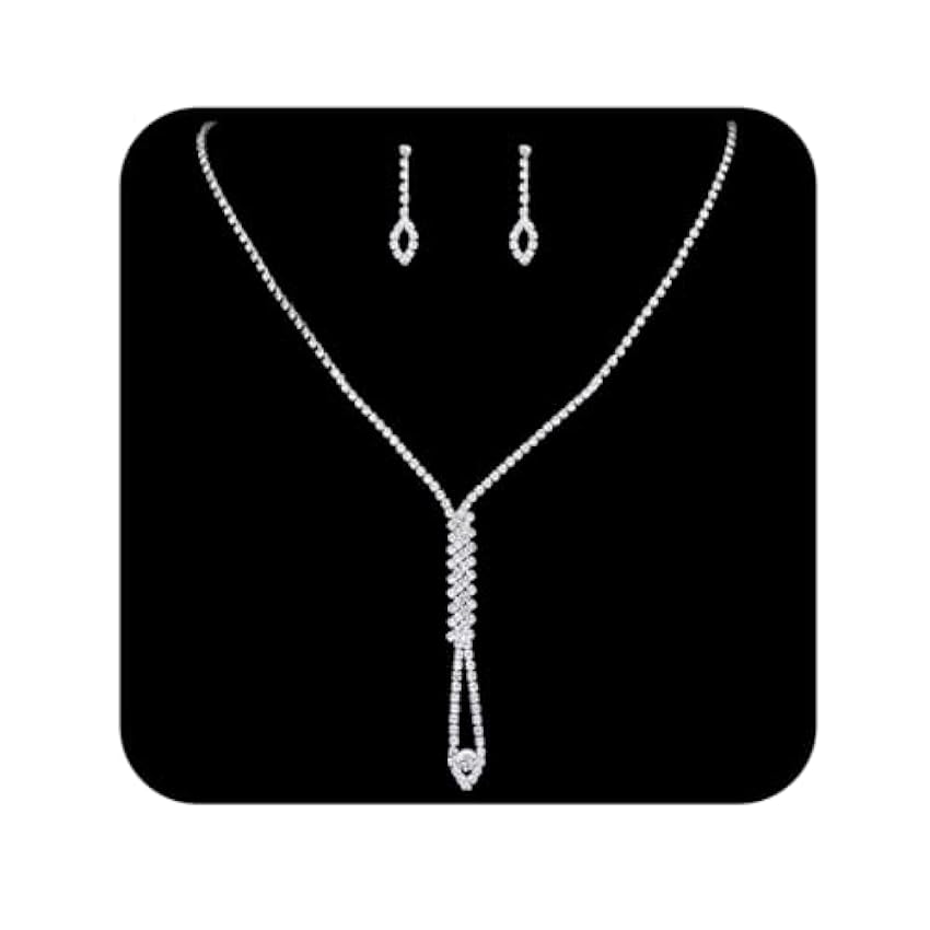 Ushiny Parure de bijoux de mariée en cristal scintillant avec collier et boucles d´oreilles avec strass et boucles d´oreilles pour femme et fille zhrzzPgH