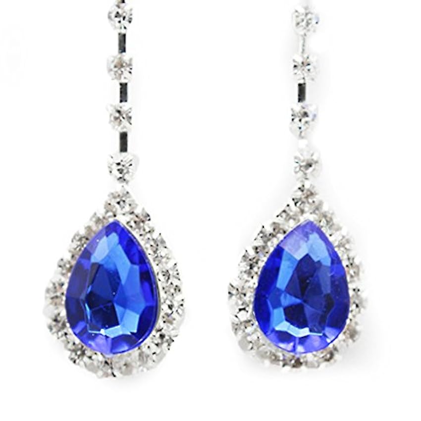YAZILIND Strass Chunky Choker Collier Earring Dangel Plaqué Argent Blue Crystal Jewelry Set pour Les Femmes xak2fngl