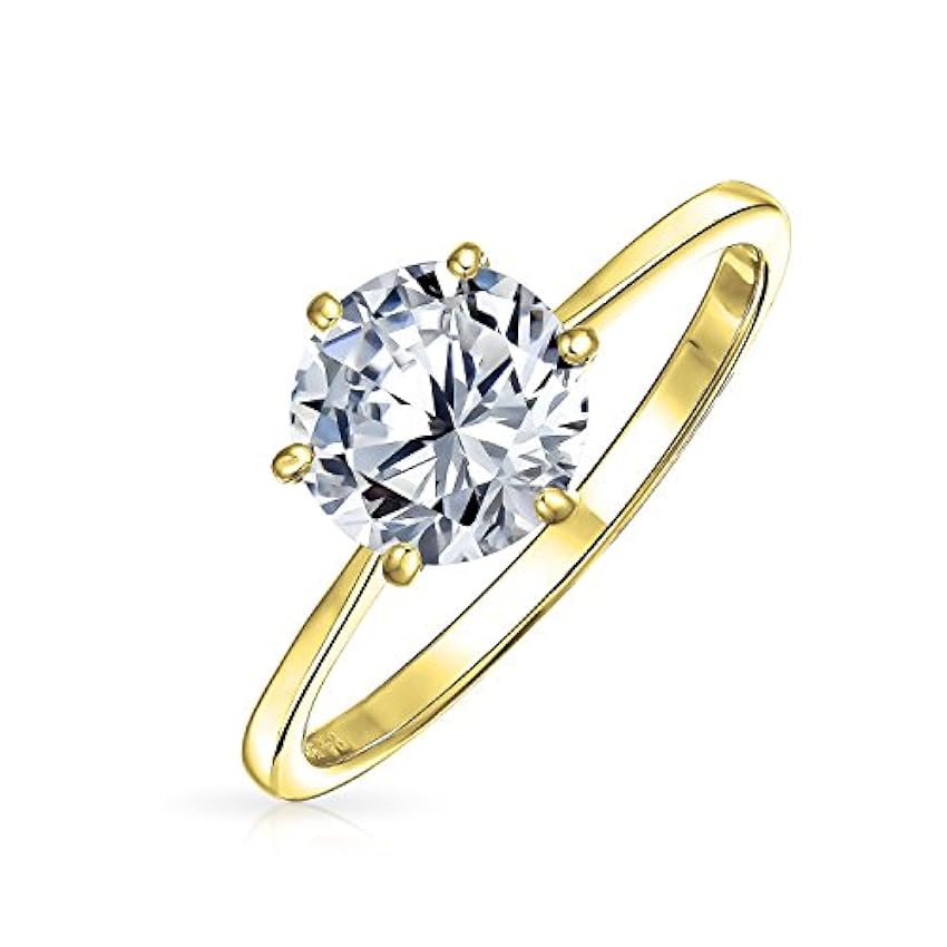 Timeless 1.5Ct Prong Aaa Cz Prong Classic Round Brilliant Solitaire Engagement Ring For Women 1Mm Plain Thin Band .925 Argent Sterling 14K Yellow Rose Gold Plated 9RidNF64