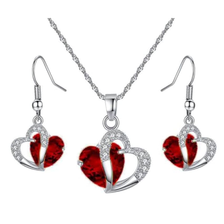 Tainrunse Parure de bijoux en forme de cœur avec boucles d´oreilles et collier en faux cristal pour femme 9nSSr96F