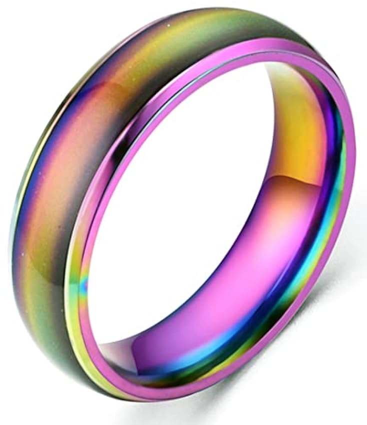 EUMENIDES Anneaux changeant de couleur, 6MM anneaux d´humeur, anneaux en acier titane pour hommes et femmes, bagues de décompression à la mode SnueXEXF