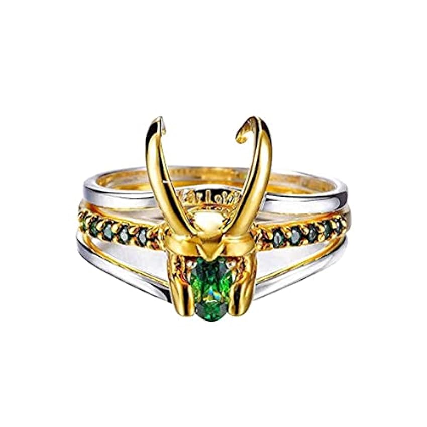 Kylewo Loki Ring Set, 3 en 1 Film Casque Anneaux Vert Cristal Alliage Métallique Anneaux Empilables pour Femmes Hommes Marvel Fans Bijoux Bague Cadeau g6wGIGrP