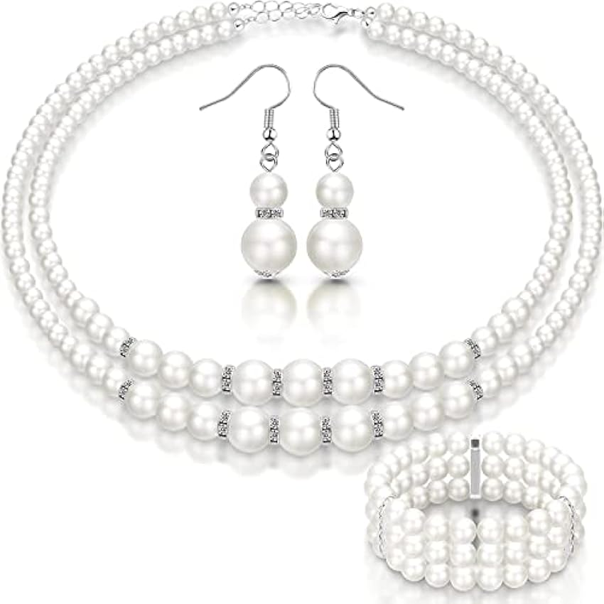Xinjieda Parure de bijoux en perles synthétiques des an