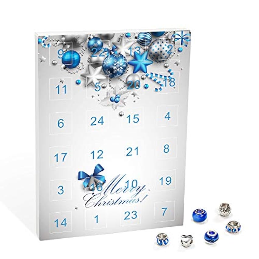 VALIOSA Calendrier de l´Avent avec Bijoux Merry Christmas, Farbe:Blau SDQnOp6A