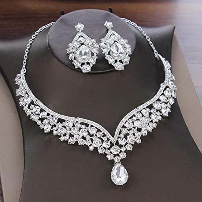 Ensemble de bijoux de mariée en cristal en forme de goutte d´eau en strass avec diadèmes et boucles d´oreilles pour mariée t28ijdn1