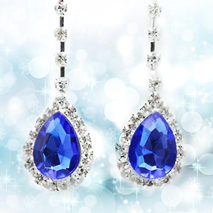 YAZILIND Strass Chunky Choker Collier Earring Dangel Plaqué Argent Blue Crystal Jewelry Set pour Les Femmes xak2fngl
