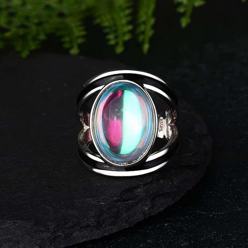 Antique tibétain grand ovale pierre de lune anneau surdimensionné indien guérison cristal opale de feu anneaux pour femmes Vintage bijoux 1Pc taille 6-10 0Eiodxrx