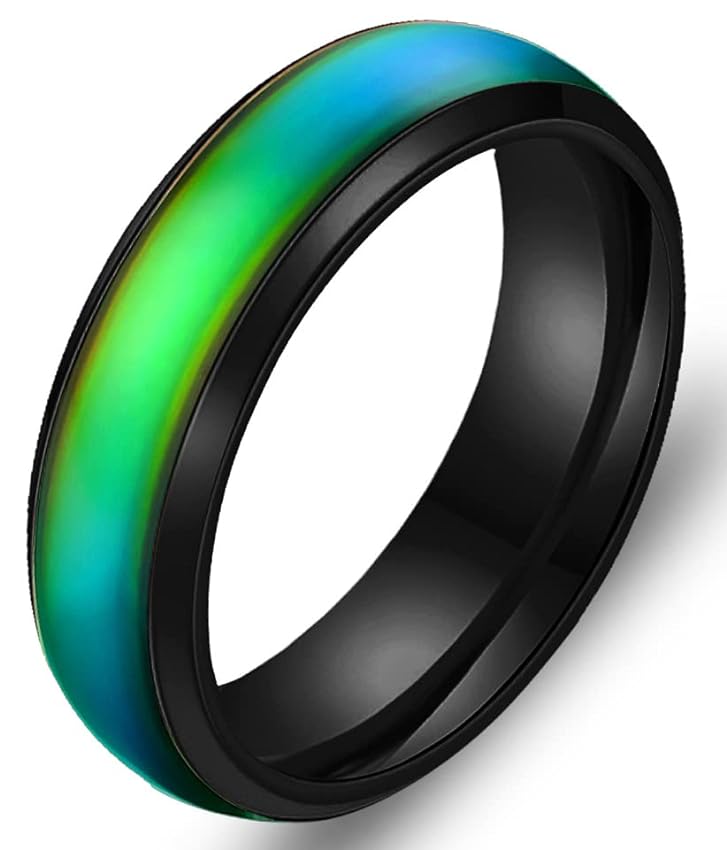 EUMENIDES Anneaux changeant de couleur, 6MM anneaux d´humeur, anneaux en acier titane pour hommes et femmes, bagues de décompression à la mode SnueXEXF