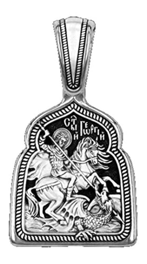 Saint George Killing the Dragon Icon Medal. Sterling Silver DM74 (2) lKNTGlmO
