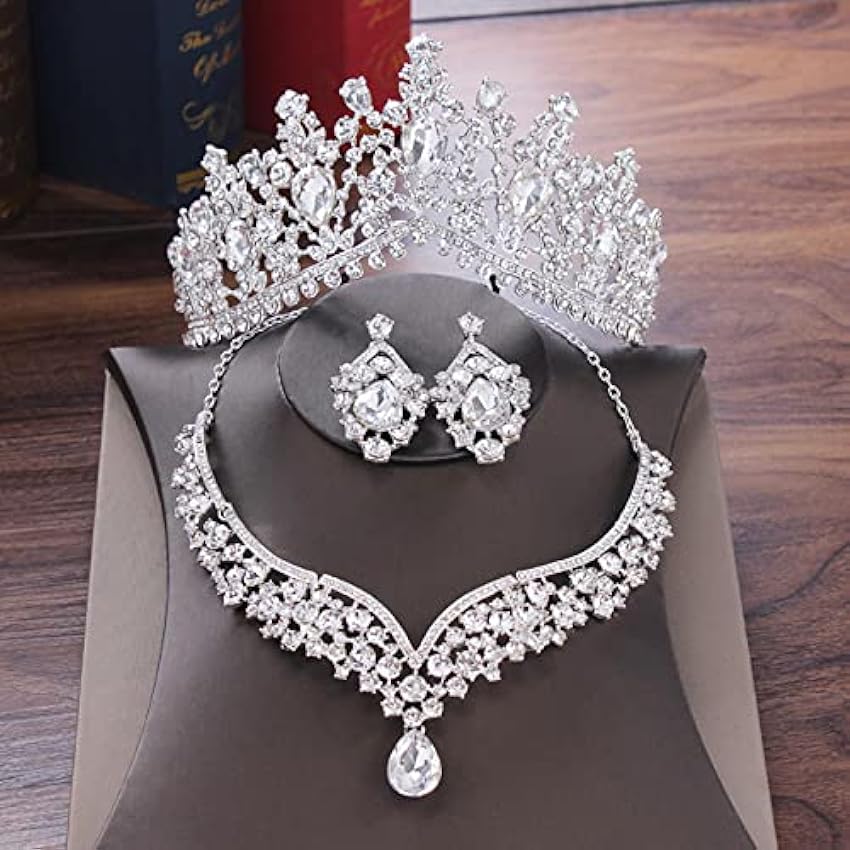 Ensemble de bijoux de mariée en cristal en forme de goutte d´eau en strass avec diadèmes et boucles d´oreilles pour mariée t28ijdn1